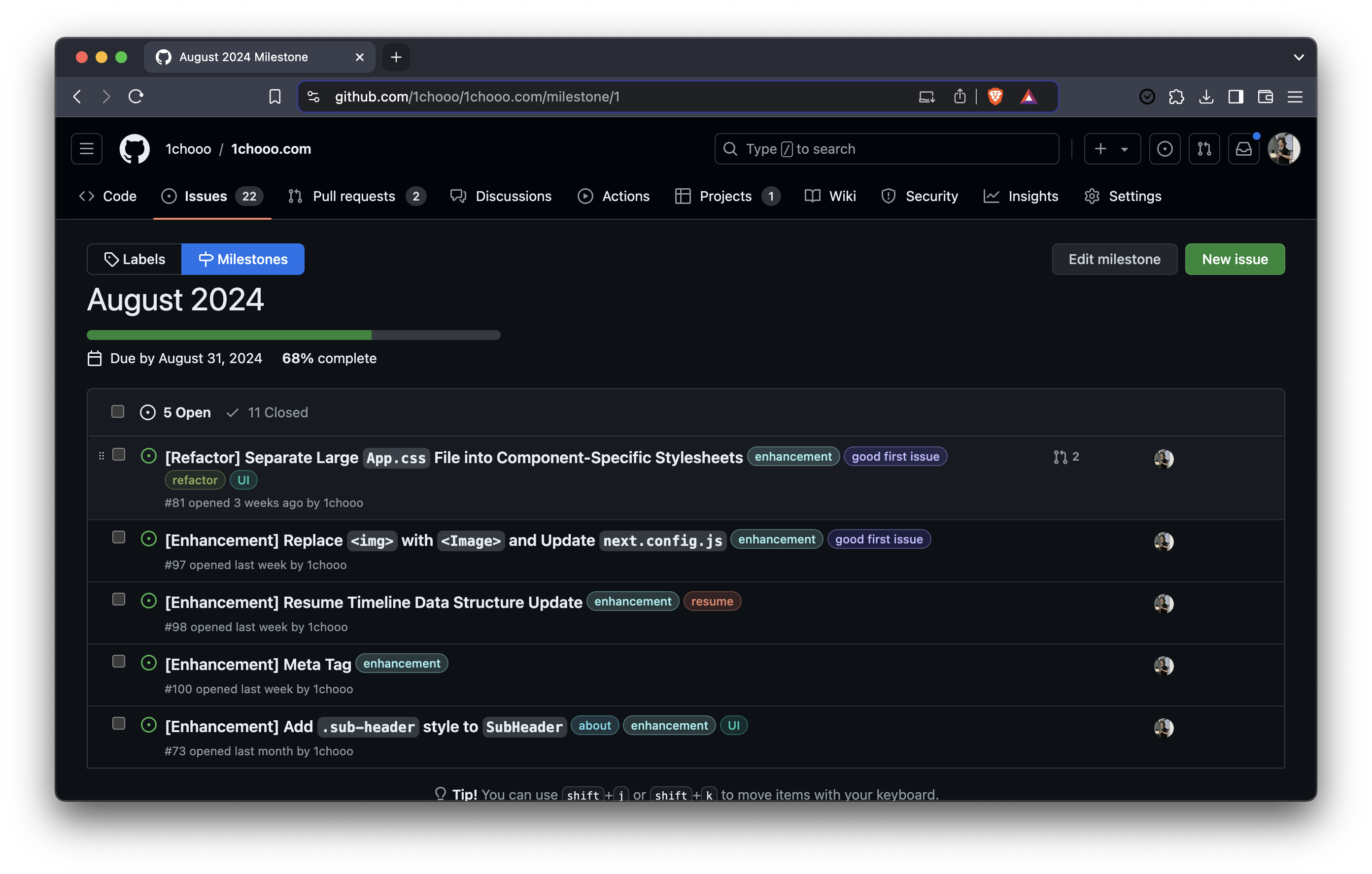 1chooo.com ā August, 2024 Milestones